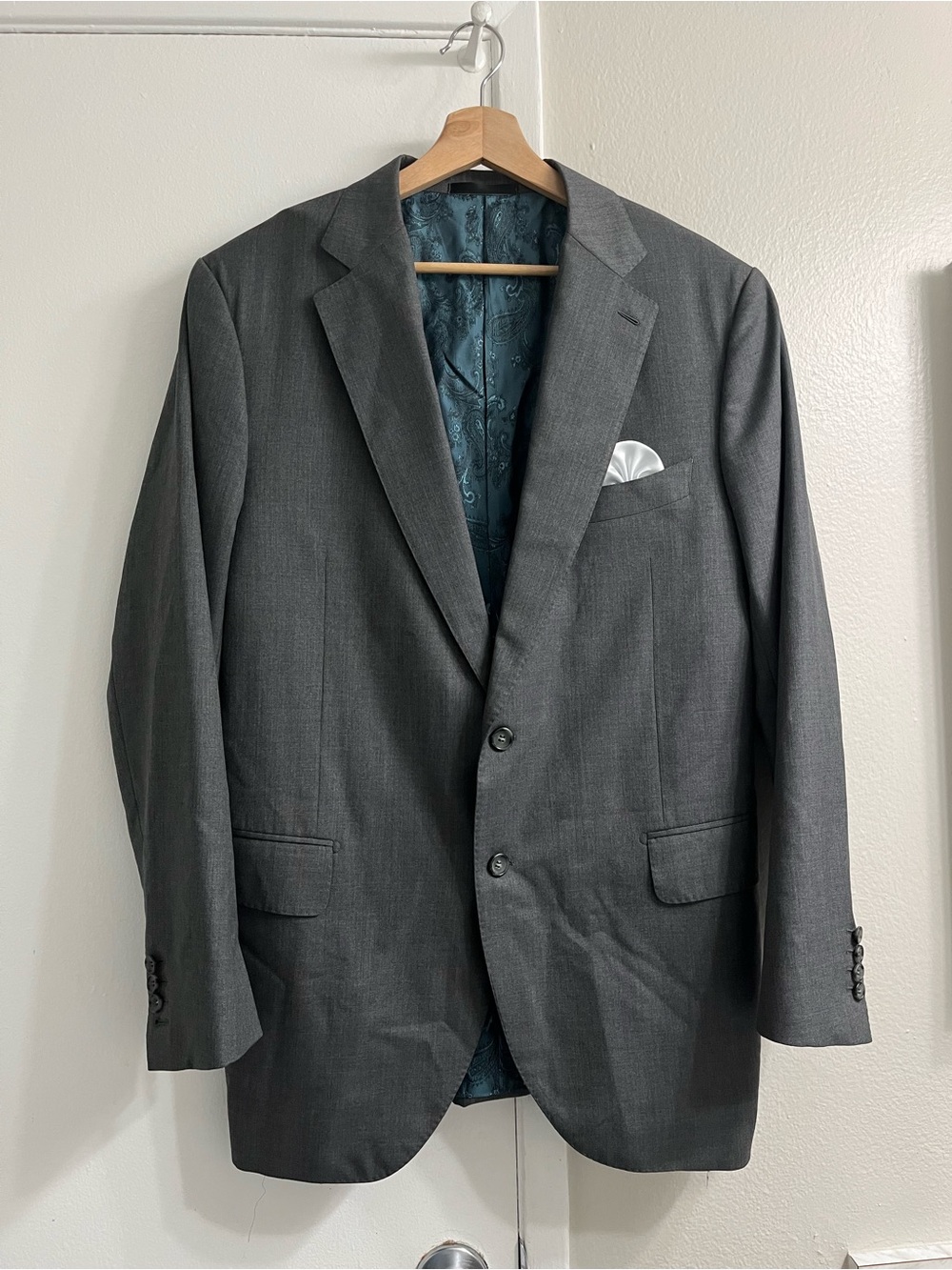 Bespoke HEMRAJANI BROTHERS Holland & Sherry Super 130s Wool Suit Jacket Grey L